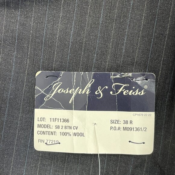 NEW Joseph & Feiss Men's 38R Black Pinstripe Blazer 100% Wool - Picture 7 of 12